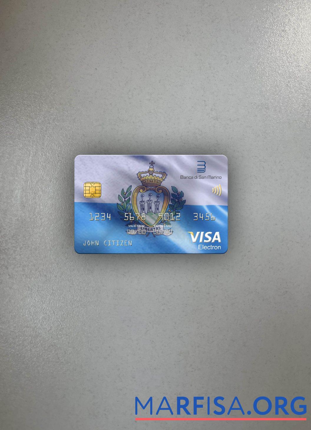 Printable San Marino Banca di San Marino bank visa electron card photolook front template